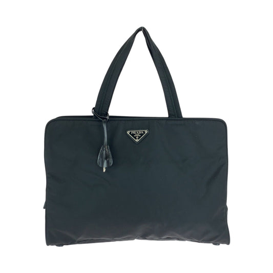 PRADA Handbag B8496 Nylon Black SilverMetal Handbag Tote Bag Test Triangle With logo Women Used Authentic