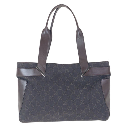GUCCI Tote Bag 73983 GG canvas, leather Brown Tote Bag Shoulder Bag Women Used Authentic