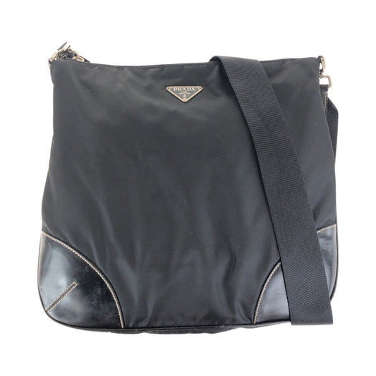 PRADA Shoulder Bag Nylon, Leather Black SilverMetal Shoulder Bag pochette Test Triangle With logo Women(Unisex) Used Authentic