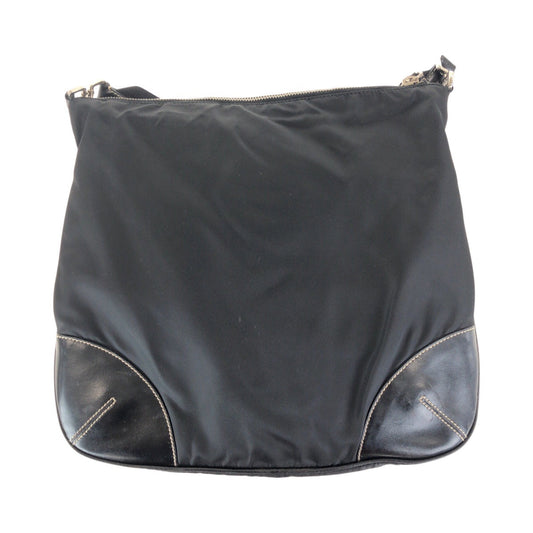 PRADA Shoulder Bag Nylon, Leather Black SilverMetal Shoulder Bag pochette Test Triangle With logo Women(Unisex) Used Authentic