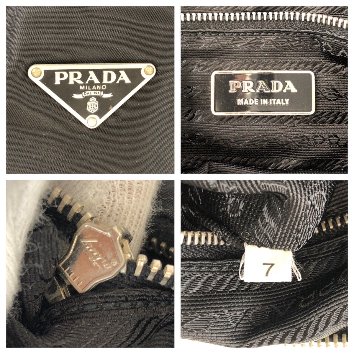 PRADA Shoulder Bag Nylon, Leather Black SilverMetal Shoulder Bag pochette Test Triangle With logo Women(Unisex) Used Authentic
