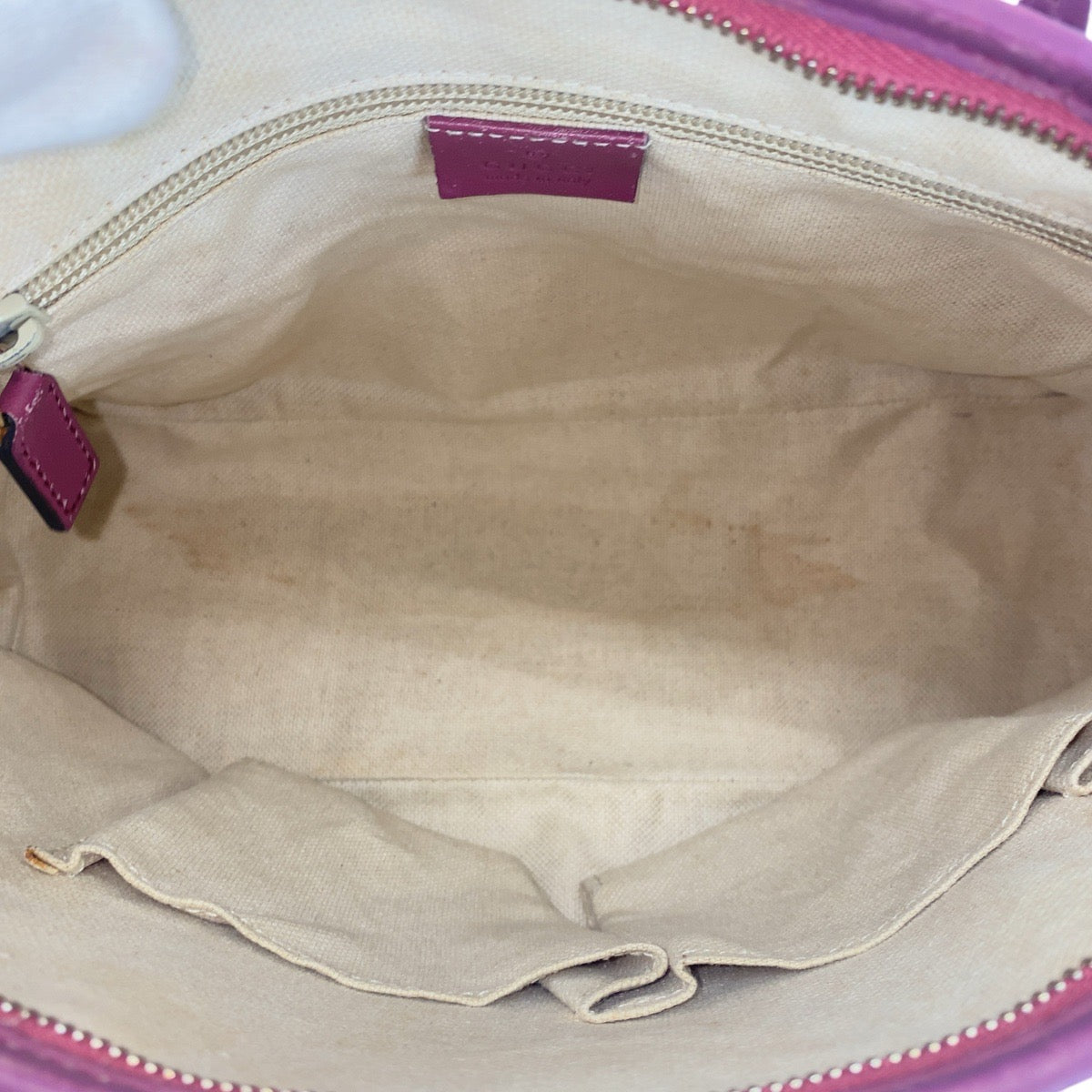 GUCCI Shoulder Bag 353440 GG Supreme canvas, leather Beige Purple Gold Metal Shoulder Bag handbag Women Used Authentic