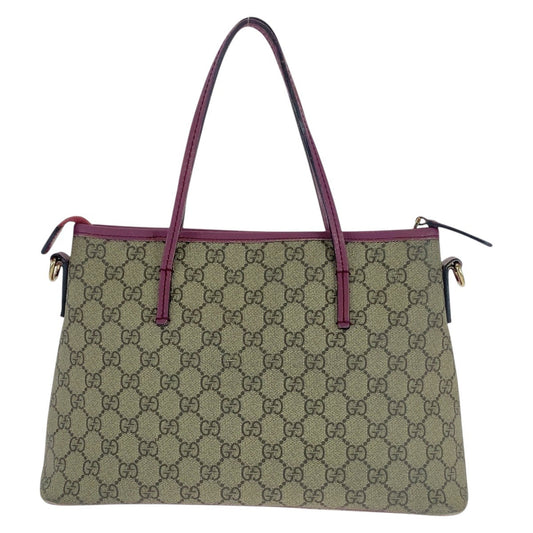 GUCCI Shoulder Bag 353440 GG Supreme canvas, leather Beige Purple Gold Metal Shoulder Bag handbag Women Used Authentic