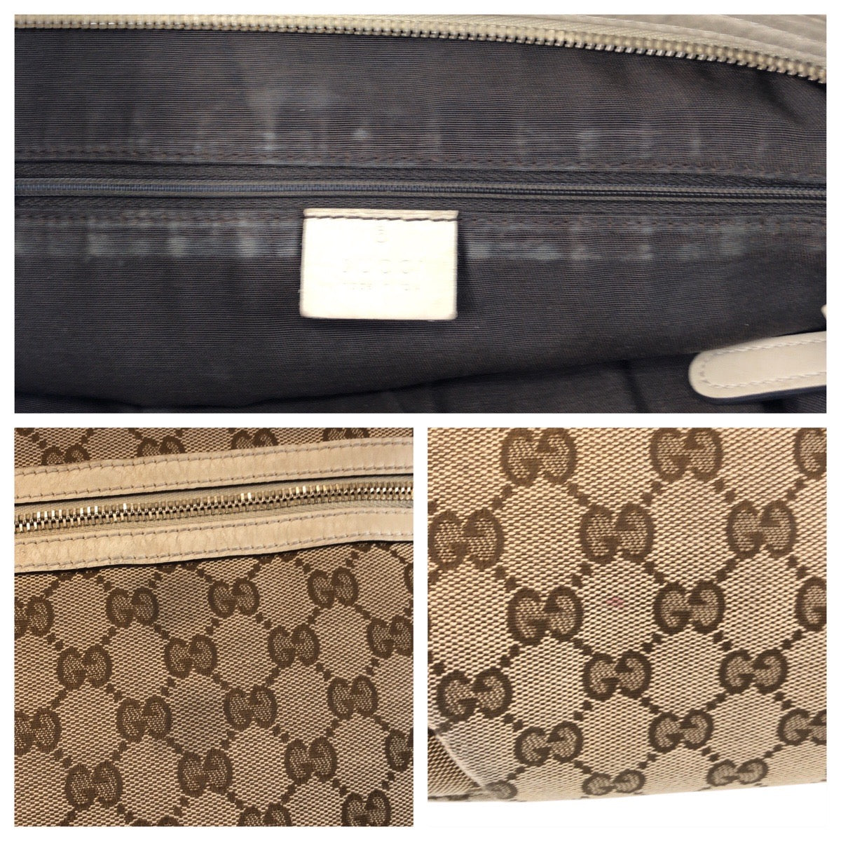 GUCCI Shoulder Bag 388930 GG canvas, leather Beige Ivory Gold Metal Shoulder Bag Messenger bag Women Used Authentic