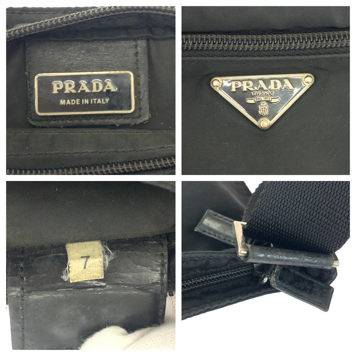 PRADA Shoulder Bag Nylon black Test Triangle With logo