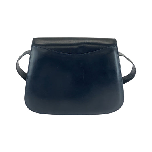 CELINE Shoulder Bag leather Black GoldMetal Shoulder Bag pochette Women Used Authentic