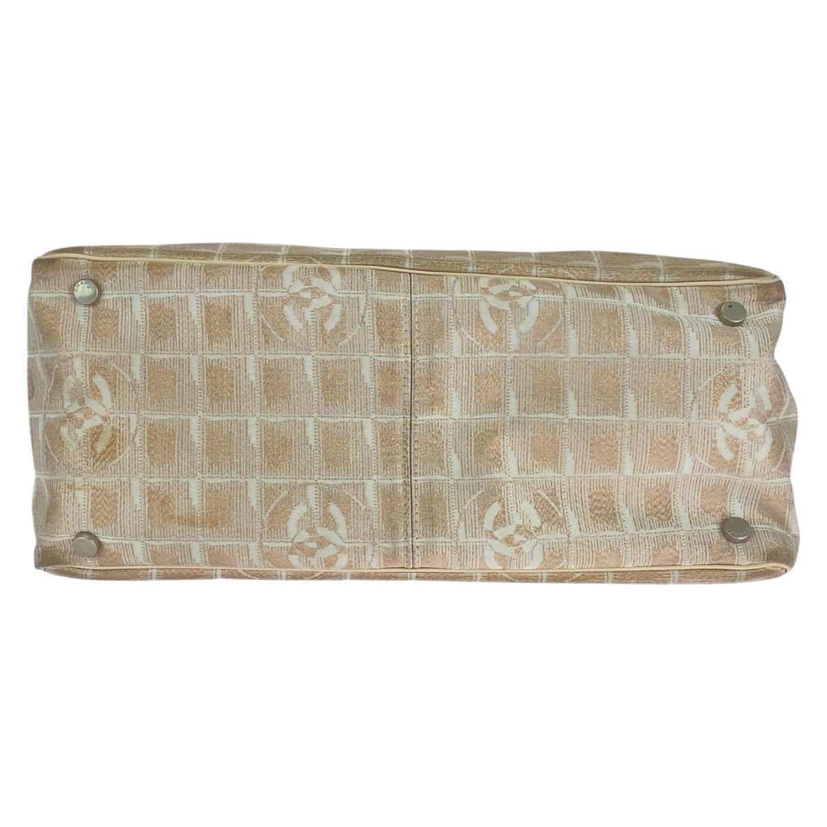 CHANEL Tote Bag Canvas, Leather Pink Beige SilverMetal Tote Bag handbag New travel line COCO Mark Women Used Authentic