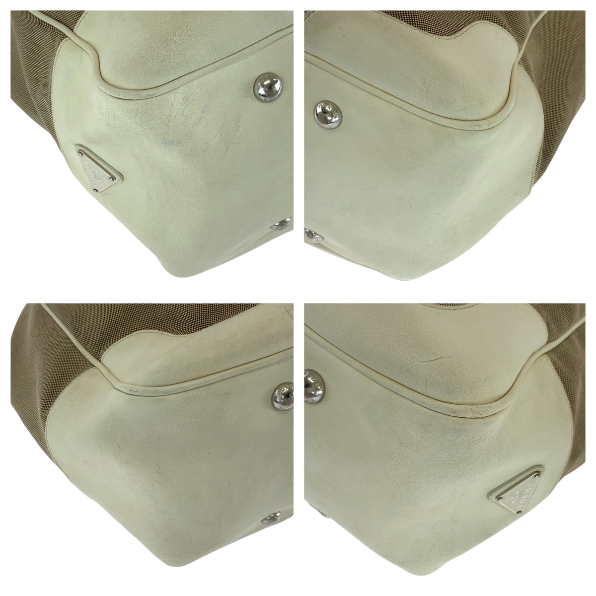 PRADA Handbag canvas Brown Handbag Tote Bag Shoulder Bag Logo jacquard Women Used Authentic
