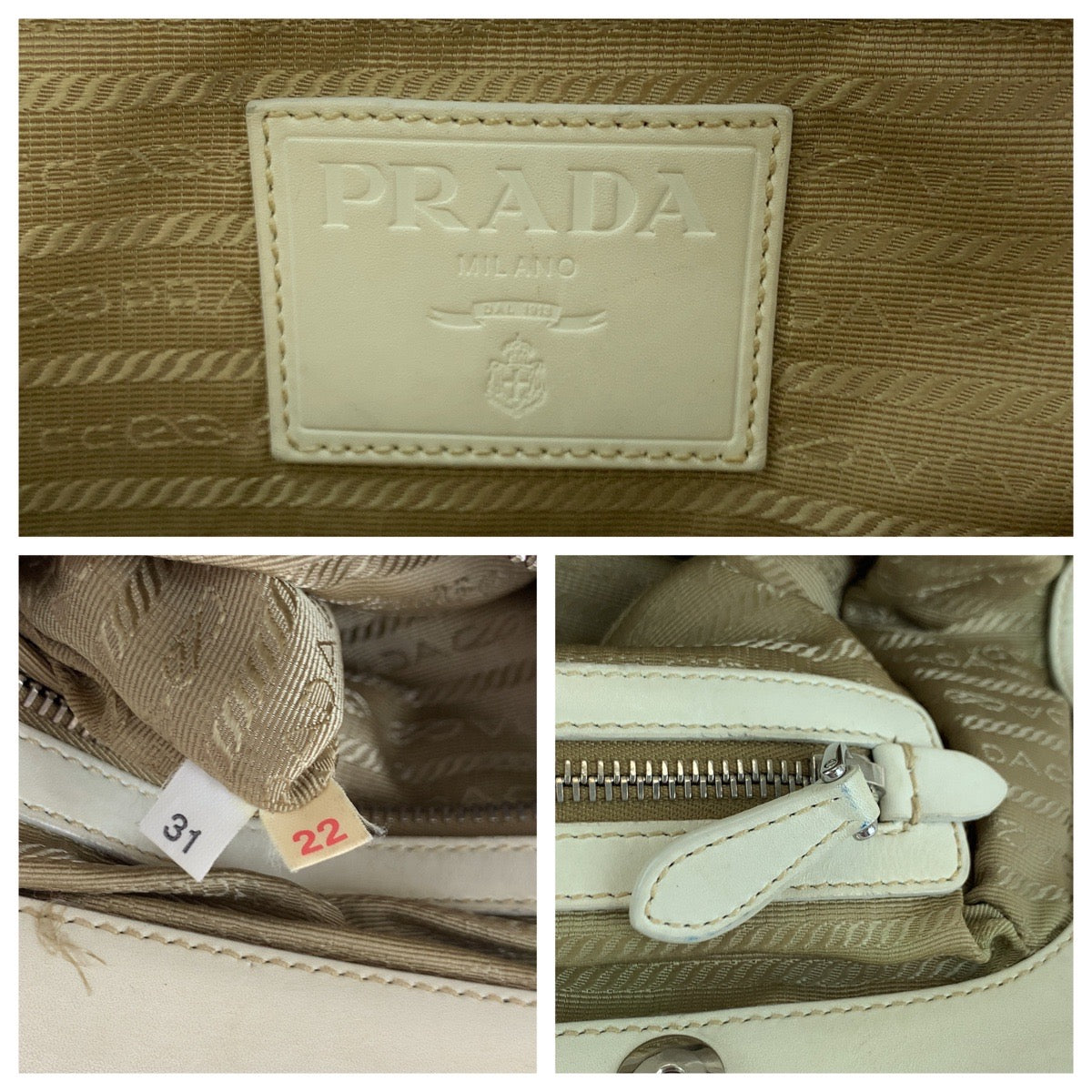 PRADA Handbag canvas Brown Handbag Tote Bag Shoulder Bag Logo jacquard Women Used Authentic