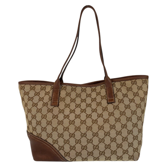 GUCCI Tote Bag 169946 GG canvas, leather Beige Brown Gold Metal Tote Bag Shoulder Bag new breed Women Used Authentic
