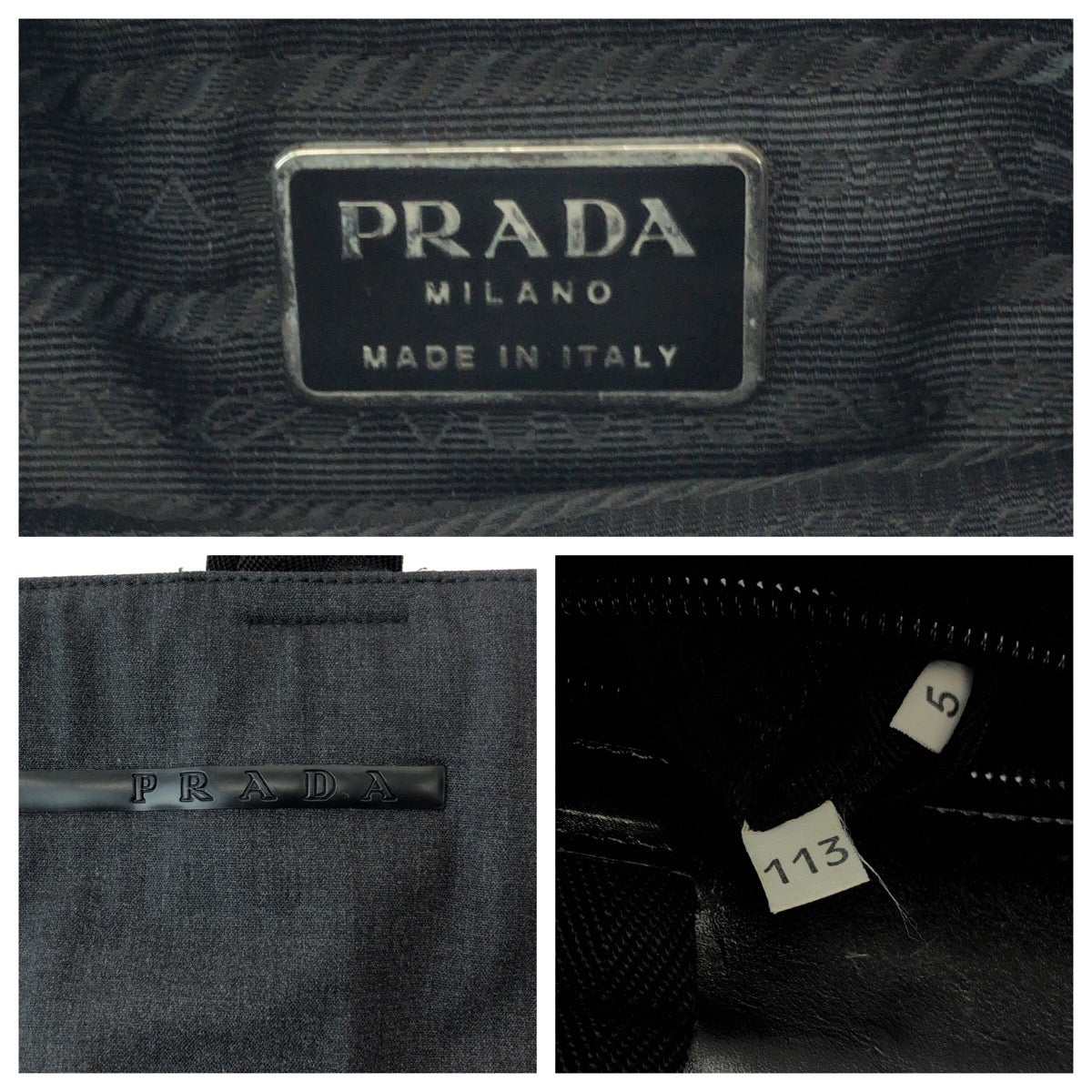 PRADA Tote Bag canvas Gray black Tote Bag Shoulder Bag PRADA Sports Triangle With logo Women Used Authentic