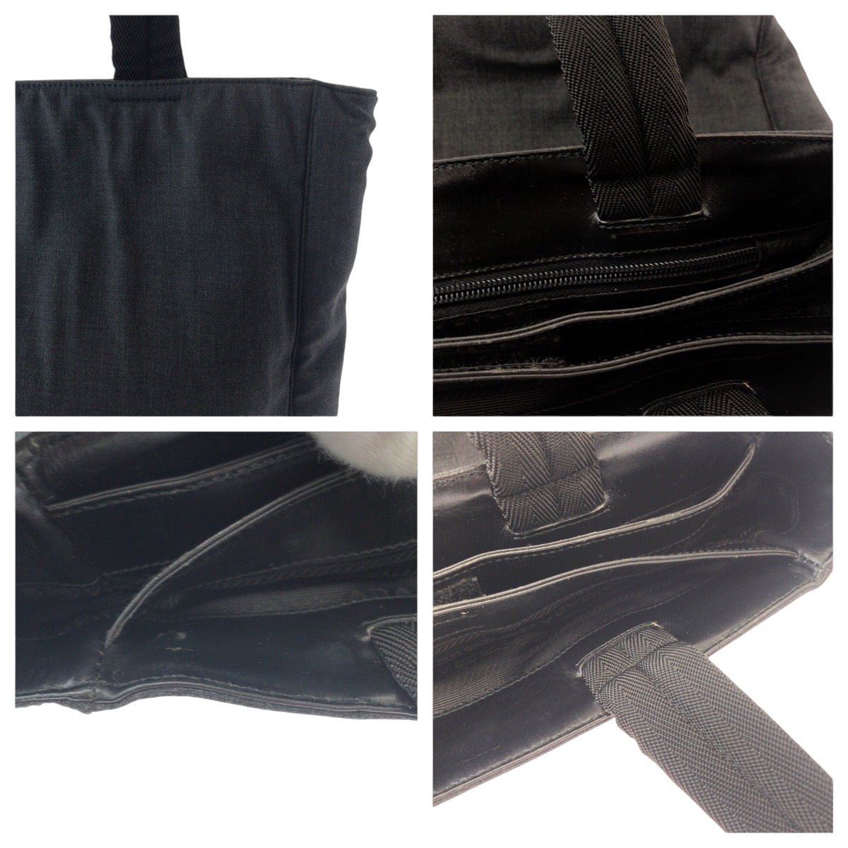 PRADA Tote Bag canvas Gray black Tote Bag Shoulder Bag PRADA Sports Triangle With logo Women Used Authentic