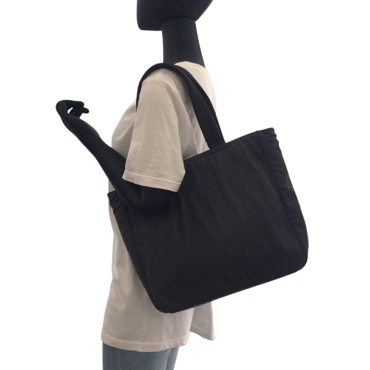 PRADA Tote Bag canvas Gray black Tote Bag Shoulder Bag PRADA Sports Triangle With logo Women Used Authentic