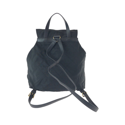 PRADA Backpack k2919 Nylon Black GoldMetal Backpack Backpack Test Triangle With logo Women Used Authentic