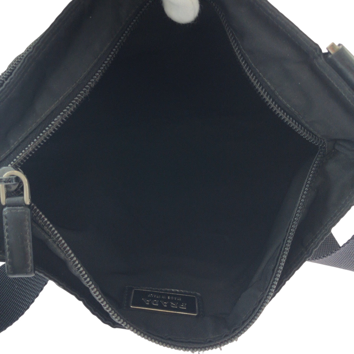PRADA Shoulder Bag Nylon Black SilverMetal Shoulder Bag Sacoche Test Triangle With logo mens Used Authentic