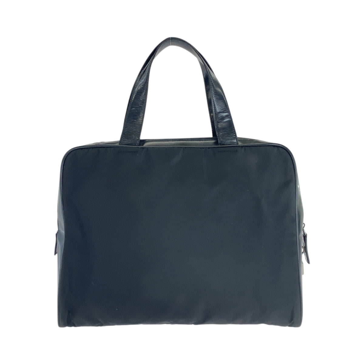 PRADA Tote Bag Nylon Black SilverMetal Tote Bag handbag Test Triangle With logo Women(Unisex) Used Authentic