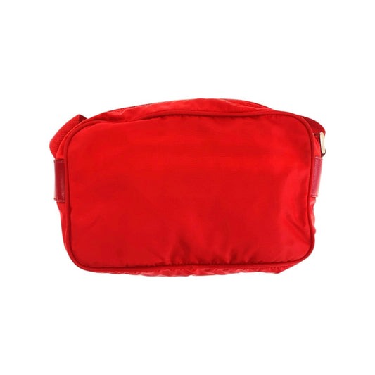 PRADA Shoulder Bag Nylon, Leather Red Shoulder Bag pochette Test Triangle With logo Women Used Authentic