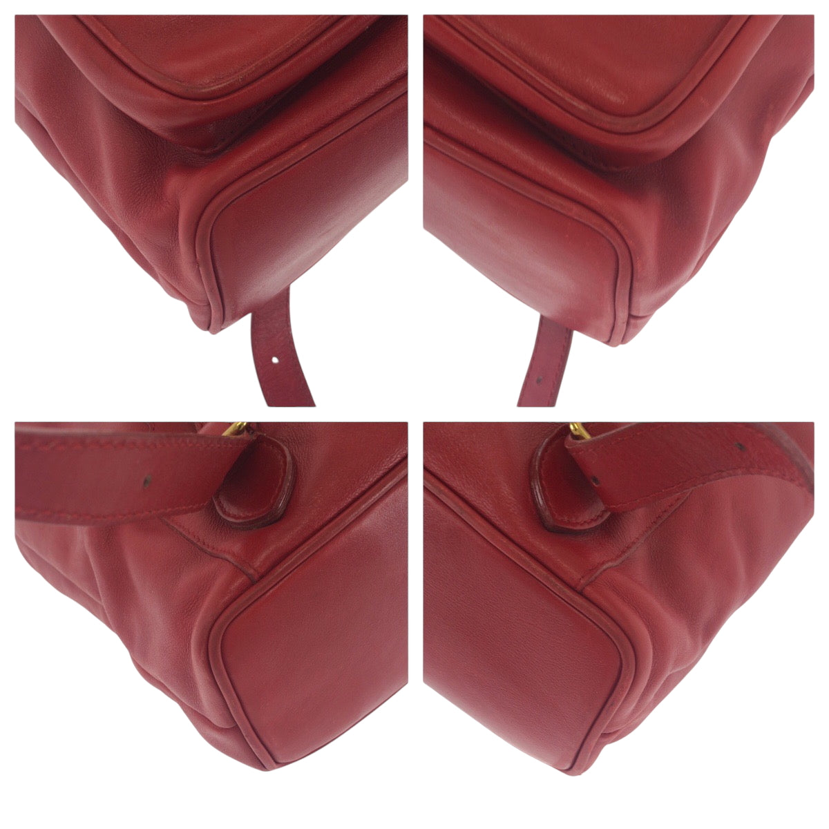 GUCCI Backpack 003 2058 0016 leather Red Brown Gold Metal Backpack Backpack Bamboo Women Used Authentic
