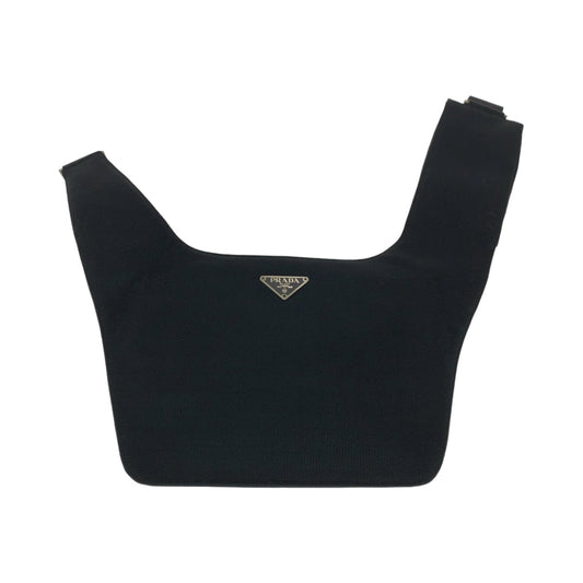 PRADA Shoulder Bag Nylon Brown Black 99AW Tessuto Triangle With logo fur