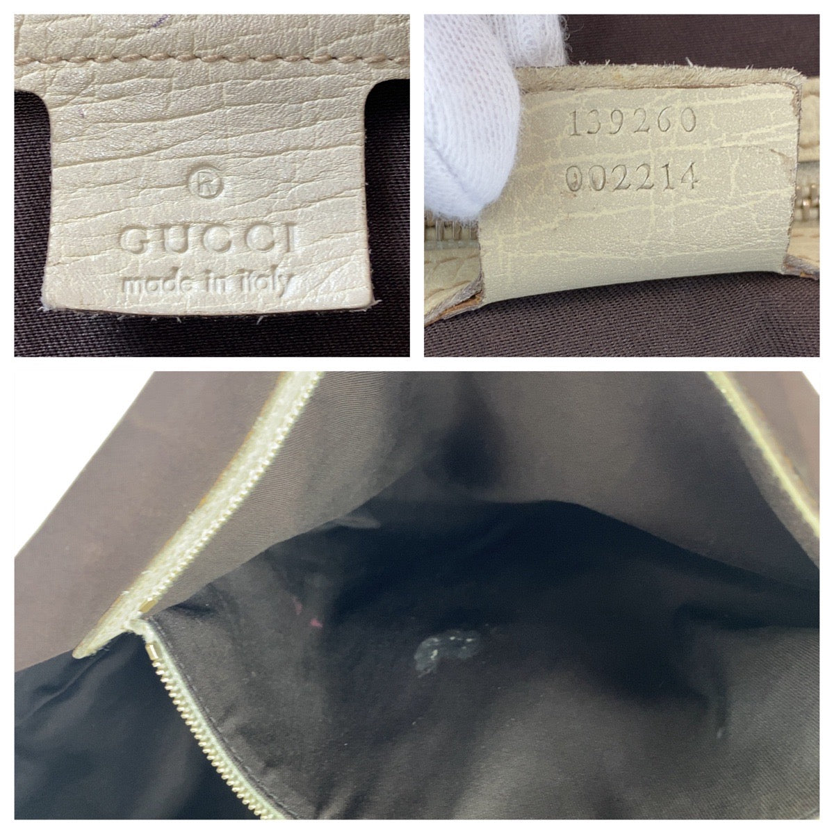 GUCCI Tote Bag 139260 GG canvas, leather beige Tote Bag Shoulder Bag Sherry line Women Used Authentic