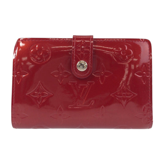 LOUIS VUITTON Bifold Wallet M93528 enamel Red Gold Metal Folding wallet Compact wallet Vernis Portefeuille Viennoiserie Women Used Authentic