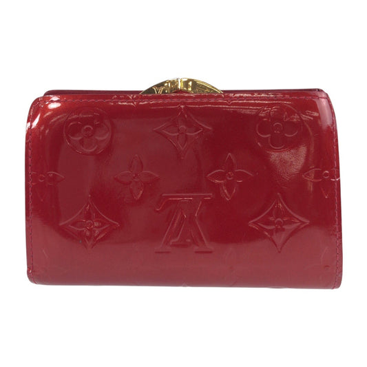 LOUIS VUITTON Bifold Wallet M93528 enamel Red Gold Metal Folding wallet Compact wallet Vernis Portefeuille Viennoiserie Women Used Authentic