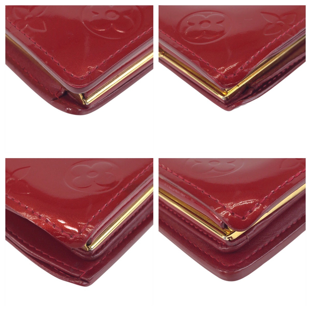 LOUIS VUITTON Bifold Wallet M93528 enamel Red Gold Metal Folding wallet Compact wallet Vernis Portefeuille Viennoiserie Women Used Authentic