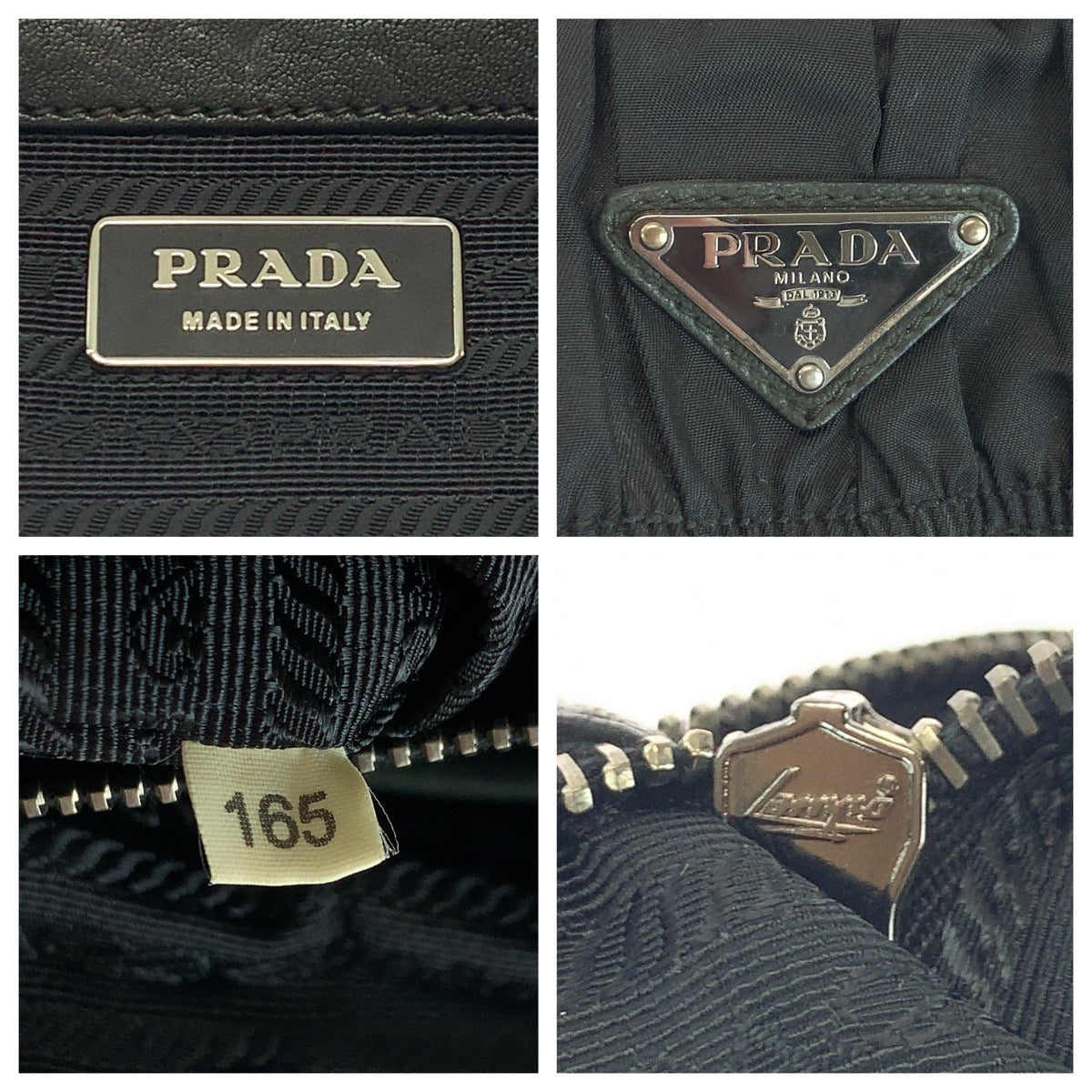 PRADA Handbag Nylon Black SilverMetal Handbag Shoulder Bag Test Triangle With logo Women Used Authentic