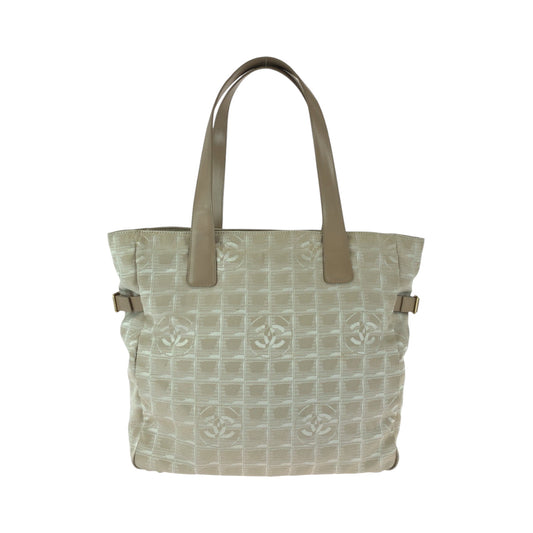 CHANEL Tote Bag Nylon Pink Beige Gold Metal Tote Bag Shoulder Bag New travel line GM COCO Mark Women Used Authentic