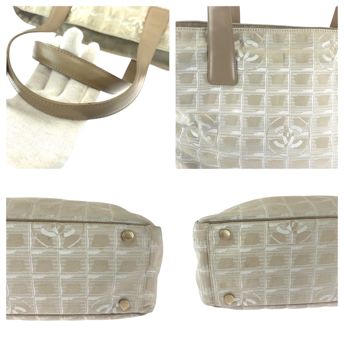 CHANEL Tote Bag Nylon Pink Beige Gold Metal Tote Bag Shoulder Bag New travel line GM COCO Mark Women Used Authentic