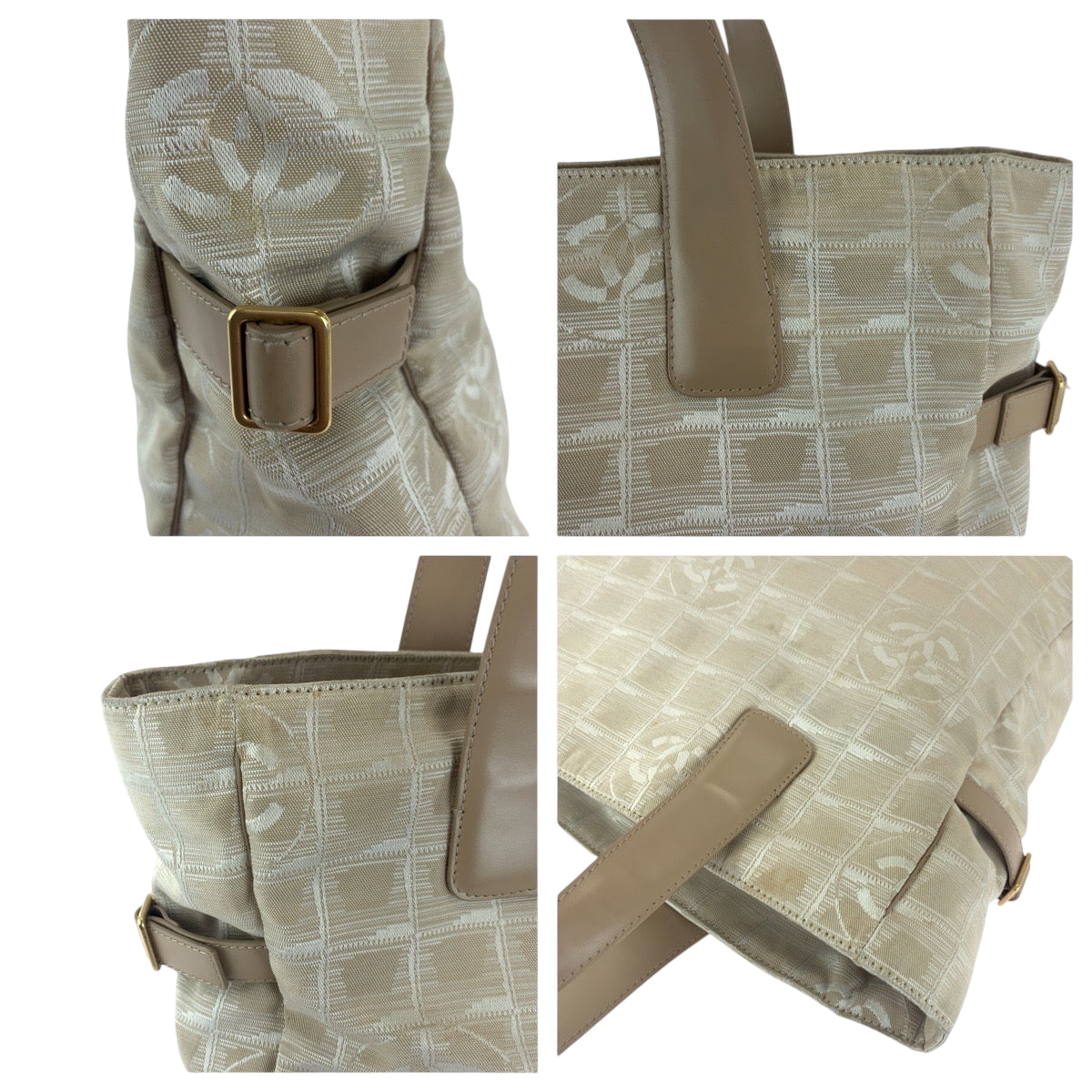 CHANEL Tote Bag Nylon Pink Beige Gold Metal Tote Bag Shoulder Bag New travel line GM COCO Mark Women Used Authentic