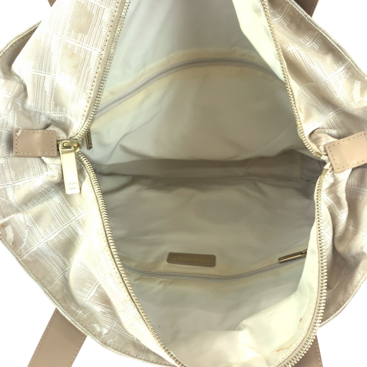 CHANEL Tote Bag Nylon Pink Beige Gold Metal Tote Bag Shoulder Bag New travel line GM COCO Mark Women Used Authentic