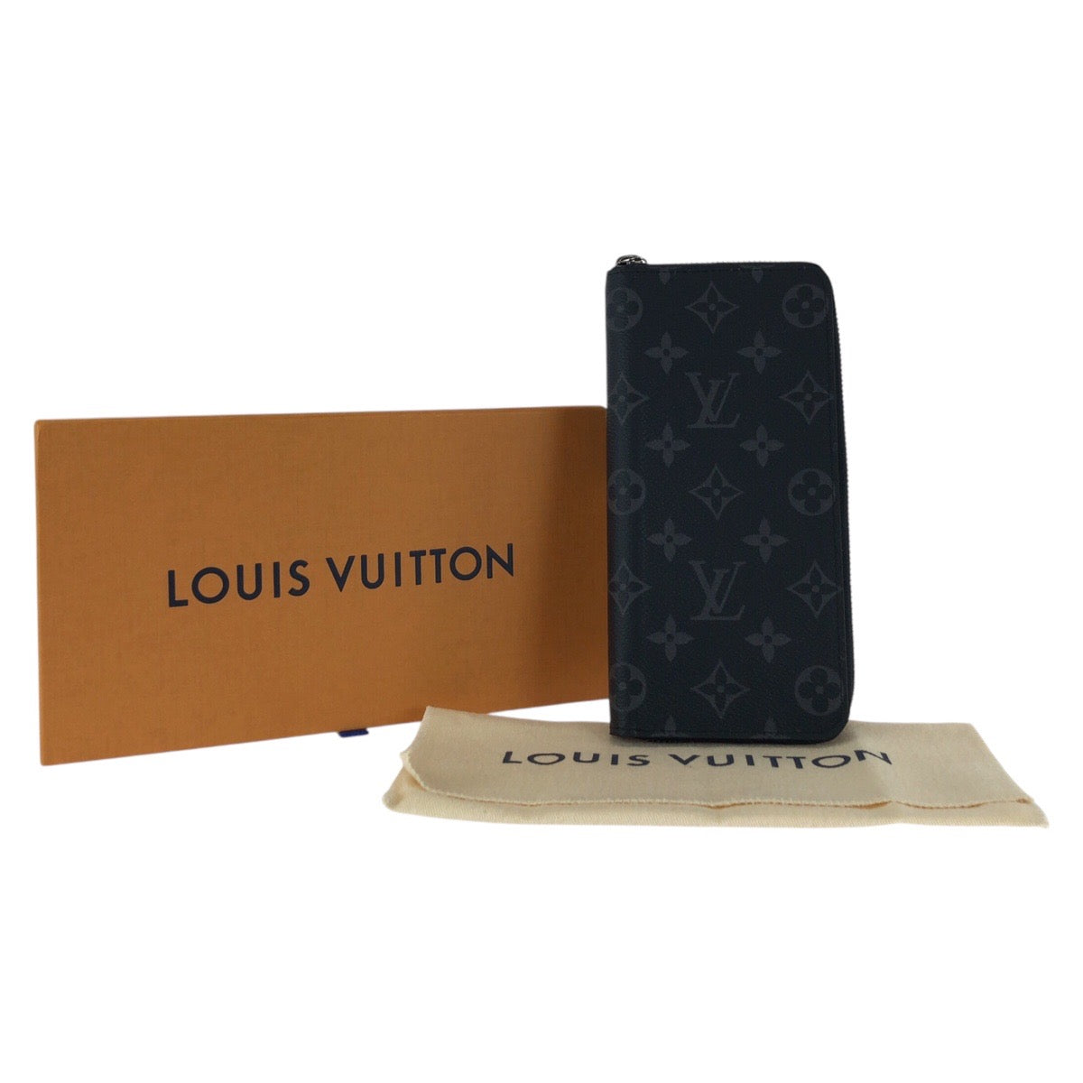 LOUIS VUITTON Long Wallet Purse M62295 PVC black Long Wallet Purse Monogram Eclipse Zippy Wallet Vertical mens Used Authentic