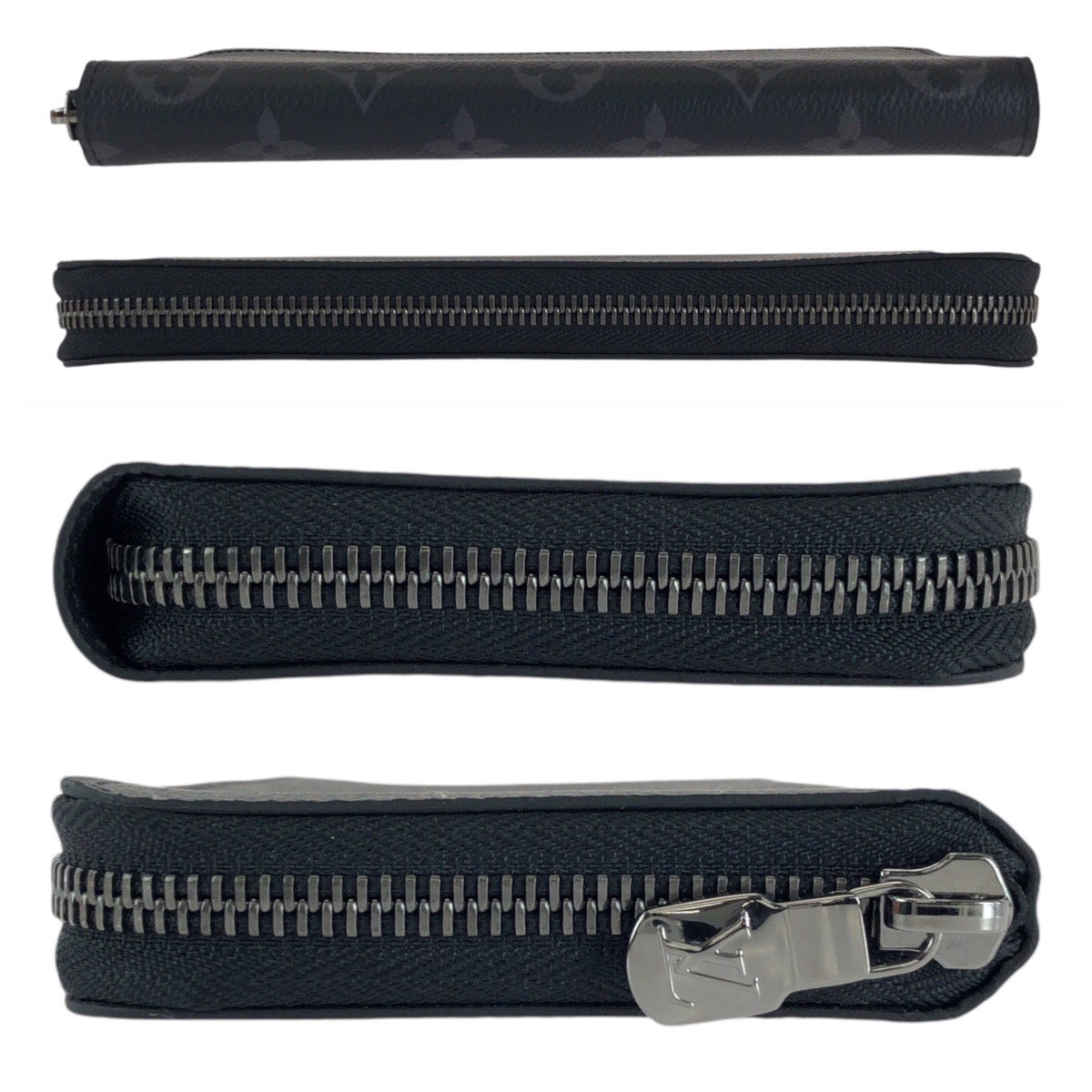 LOUIS VUITTON Long Wallet Purse M62295 PVC black Long Wallet Purse Monogram Eclipse Zippy Wallet Vertical mens Used Authentic