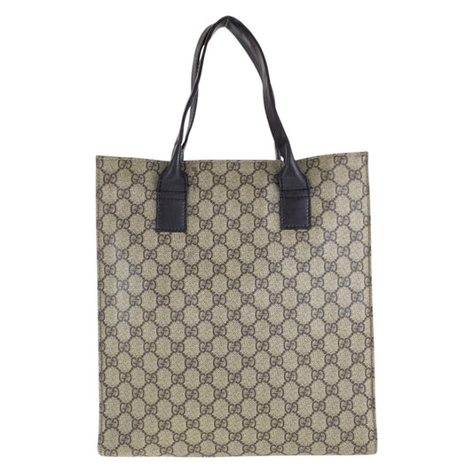 GUCCI Tote Bag 91249 GG Supreme Canvas Brown Silver Metal