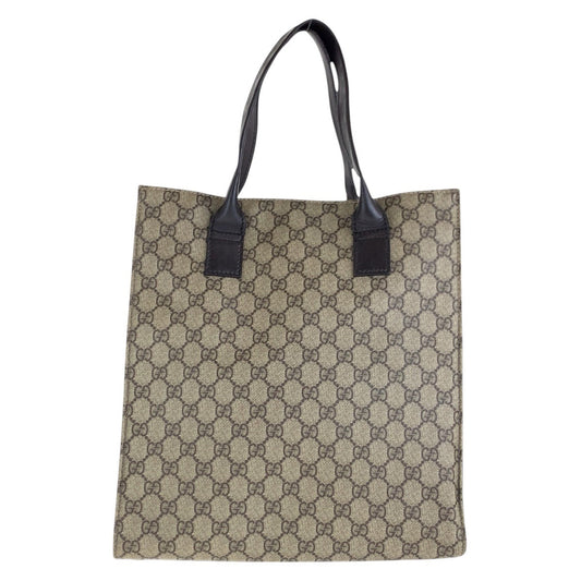 GUCCI Tote Bag 91249 GG Supreme Canvas Brown Silver Metal