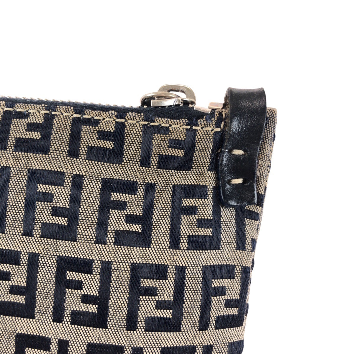 FENDI Shoulder Bag Canvas, Leather gray Shoulder Bag pochette Zucchino Women Used Authentic