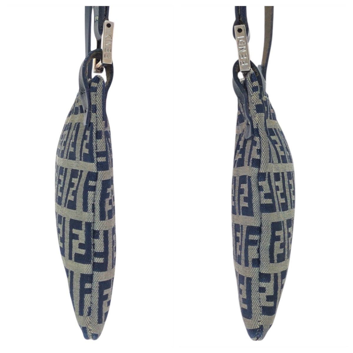 FENDI Shoulder Bag Canvas, Leather gray Shoulder Bag pochette Zucchino Women Used Authentic