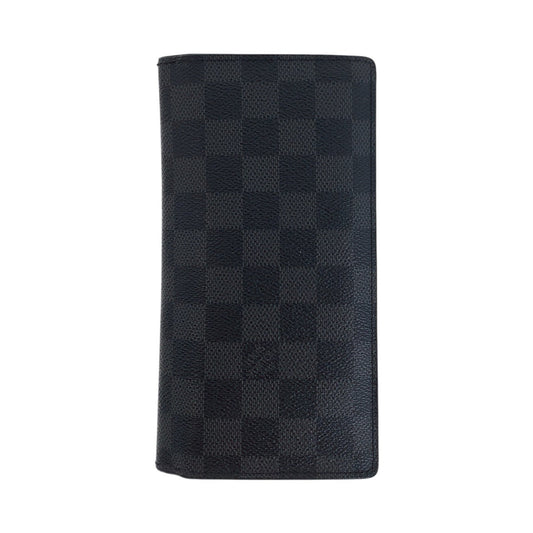 LOUIS VUITTON Long Wallet Purse N62665 PVC, Leather Black SilverMetal Long Wallet Purse Damier Graphite Portefeuille Braza mens Used Authentic