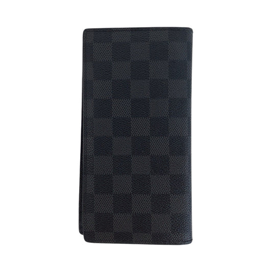 LOUIS VUITTON Long Wallet Purse N62665 PVC, Leather Black SilverMetal Long Wallet Purse Damier Graphite Portefeuille Braza mens Used Authentic