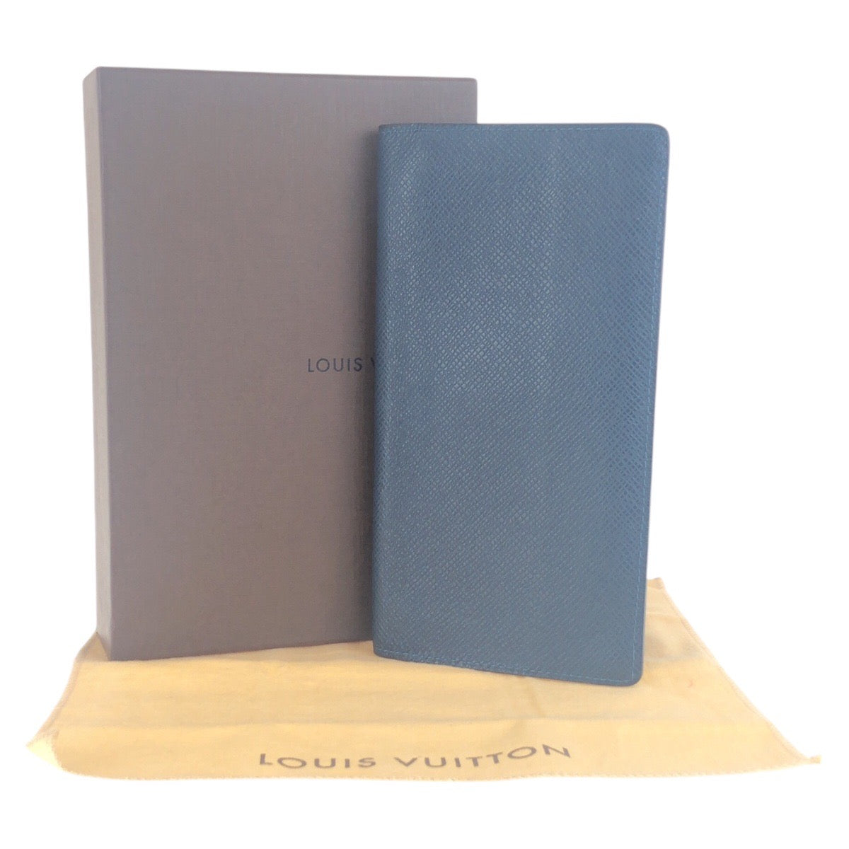LOUIS VUITTON Long Wallet Purse M30501 leather Navy SilverMetal Long Wallet Purse Taiga Portefeuille Braza mens Used Authentic