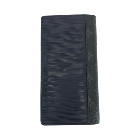 LOUIS VUITTON Long Wallet Purse M67728 Epi Leather , PVC Black Black Gray SilverMetal Long Wallet Purse Monogram Eclipse Epi Portefeuille Braza mens Used Authentic