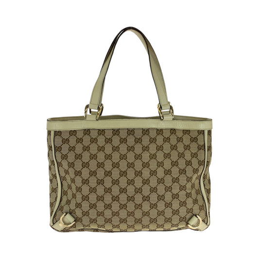 GUCCI Tote Bag 170004 GG canvas Beige Ivory Gold Metal Tote Bag handbag Women Used Authentic