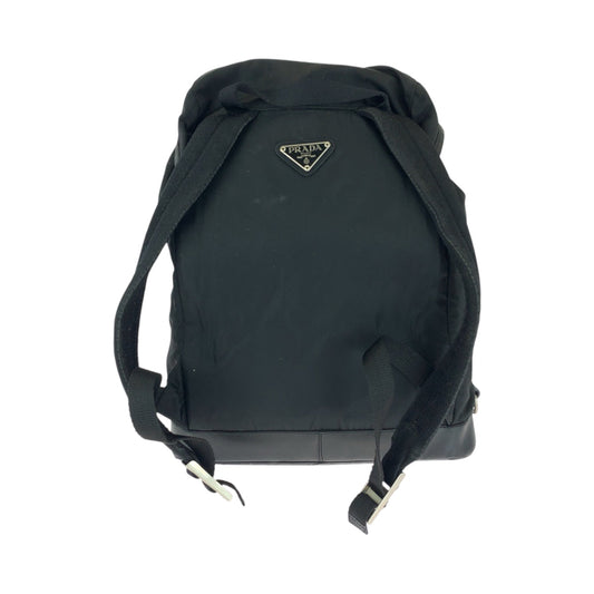 PRADA Backpack V164 Nylon Black SilverMetal Backpack Backpack Test Triangle With logo Women Used Authentic