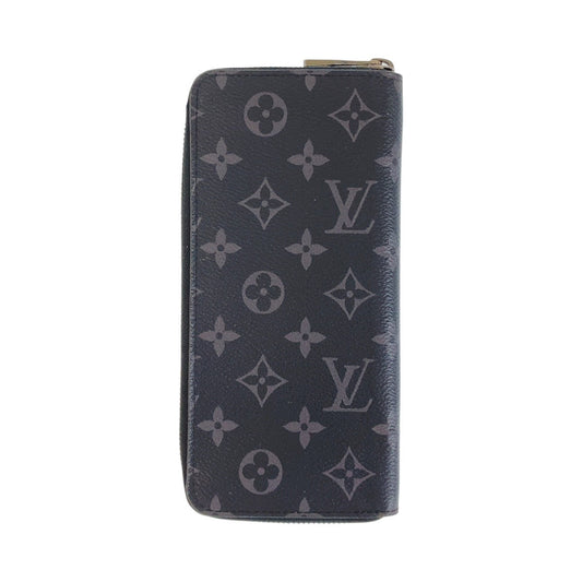 LOUIS VUITTON Long Wallet Purse M62295 PVC Black SilverMetal Long Wallet Purse Zip Around Monogram Eclipse Zippy Wallet Vertical mens Used Authentic