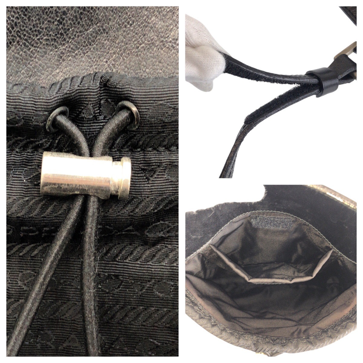 PRADA Shoulder Bag Nylon, Leather black Shoulder Bag pochette Women Used Authentic