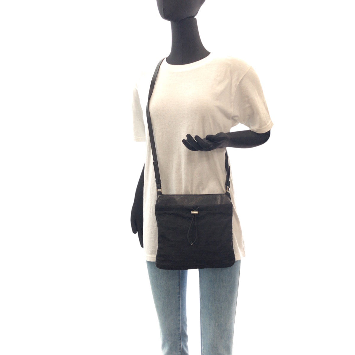 PRADA Shoulder Bag Nylon, Leather black Shoulder Bag pochette Women Used Authentic