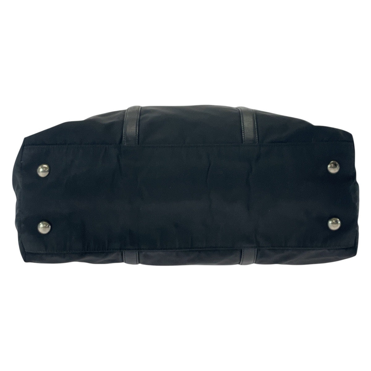 PRADA Tote Bag Nylon Black SilverMetal Tote Bag Shoulder Bag 2WAY Test Triangle With logo mens Used Authentic