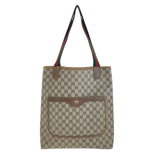 GUCCI Tote Bag 39 02 003 GG Supreme Canvas Brown Old Gucci Shelly Line Interlocking