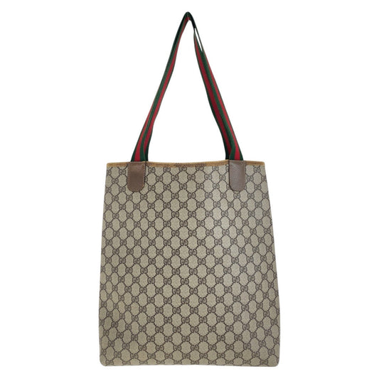 GUCCI Tote Bag 39 02 003 GG Supreme Canvas Brown Old Gucci Shelly Line Interlocking